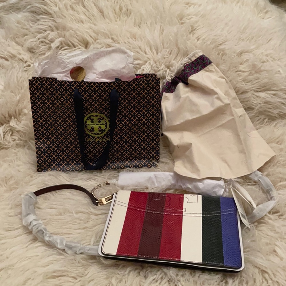 Tory Burch Savannah Striped Clutch